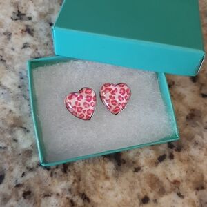 Heart-Shaped Leopard Print Earrings